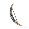 Antique Gold, Sapphire, and Diamond Crescent Brooch