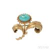 18kt Gold and Turquoise Flower Brooch