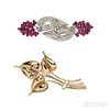 Pair of Platinum, Diamond, and Ruby Dress Clips