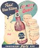 1952 Pabst Blue Ribbon "Economy Quart" Easel-Back Sign Milwaukee, Wisconsin