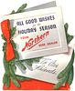 1943 Northern Beer Christmas Easel Back Sign Superior, Wisconsin