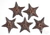 Set of five cast iron architectural stars