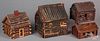 Four wood log cabin models, late 19th/early 20th c