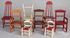Eight painted doll chairs, early to mid 20th c., t