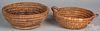 Two Pennsylvania rye straw baskets, 19th c., one w