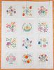 Embroidered floral quilt, mid 20th c., 62" x 82".
