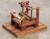 Wooden model loom, late 19th c., 7" h., 8" w., 10"