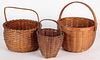 Three splint baskets, 19th and 20th c., largest -