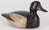 Carved and painted bluebill duck decoy, early 20th