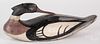 Carved and painted preening merganser duck decoy,