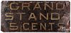 Painted tin sign, with later inscription Grand Sta