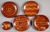 Five contemporary Greg Shooner redware plates