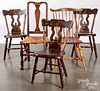 Five country chairs, 18th and 19th c.