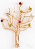 14K gold and stone tree pin, 4.2 dwt.