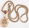 Victorian 10K gold necklace with locket, 7.3 dwt.