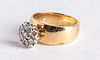 14K gold diamond cluster ring, size 6 1/2