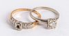 Two 14K gold and diamond rings, 2.9 dwt.
