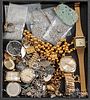 Group of silver and costume jewelry, watches, etc.
