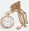 Waltham 14K gold pocket watch and gold chain