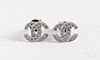 Pair of Chanel 18K gold and diamond earrings
