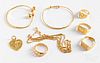 Group of 24K and 22K gold jewelry, 20.8 dwt.