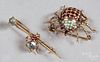 Two 14K gold spider brooches, 6.8 dwt.