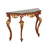 Italian Rococo Style Faux Marble Console Table