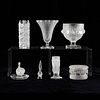 7 Lalique Crystal Glass Vessels