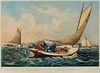 Currier & Ives "Trolling for Blue Fish" Print