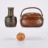 3 Chinese Items Gourd Vase, Bronze, Hand Warmer
