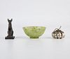 Group of 3 Silver, Bronze, Jade Objects