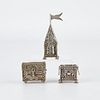 3 Judaic Sterling Silver Spice Tower & Boxes