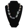 Ladies Abalone Beaded Necklace w Sterling Clasp