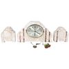 3-Piece Art Deco Marble Clock & Bookend Set