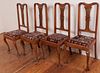 Queen Anne Style Dining Chairs, Four (4)
