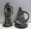 2 Patinated Bronze Abstract Figures Signed  Coste