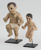TWO SOUTH AMERICAN PAINTED WOOD FIGURES OF BABY JESUS