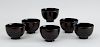 GROUP OF SIX MODERN BLACK LACQUER BOWLS