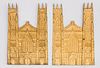 PAIR OF GILT-CAST-IRON GOTHIC CATHEDRAL FACADES