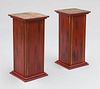 PAIR OF RED-PAINTED PEDESTALS