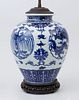 CHINESE BLUE AND WHITE PORCELAIN GINGER JAR LAMP