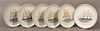 Set of 6 Mottahedeh Sailboat Decorated Plates.
