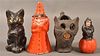 Four Halloween Paper Mache Candy Containers.