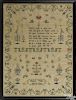 English silk on linen sampler, 19th c., wrought by Elizabeth Waight, 23 3/4'' x 17 1/2''.