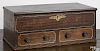 New England painted pine table top chest, ca. 1835, retaining its original grain decoration,