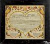 Montgomery County, Pennsylvania printed and hand colored fraktur birth certificate