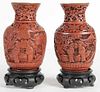 Pair Chinese Cinnabar Vases