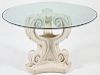 French Style Glass Top Pedestal Table
