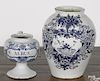 Two Delft blue and white druggist jars, 18th c., inscribed S. Albus and No 7