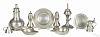 Pewter accessories, 19th c., including several miniatures, tallest - 6''.
